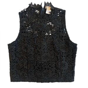 A’GACI Black Lace Mock Neck‎ Crop Top – Women’s Medium